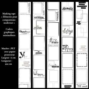 Masking tape PET | Éléments pour compositions modernes - Cadres graphiques minimalistes (longueur 200 cm)