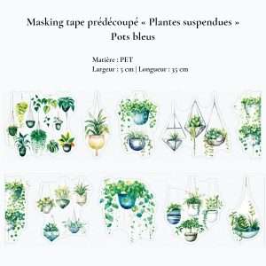 Masking tape PET prédécoupé | Plantes suspendues - Pots bleus