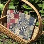 carnet artisanal couverture en tissu amovible fait main avec tissu coton-lin motif en patchwork
