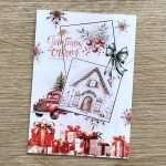 Carte de Noël DIY réalisée avec transferts stickers Joyeux Noël et masking tapes décoratifs
