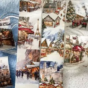Masking tape washi Ambiance de Noël avec illustrations hivernales et scènes festives