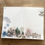 Mise en page de daily journal de Noël décorée avec transferts stickers Joyeux Noël et masking tapes esprit hiver