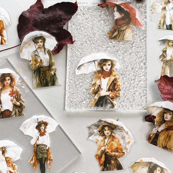 stickers PET promenade sous la pluie