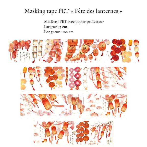 Planche complète du masking tape PET Fête des Lanternes