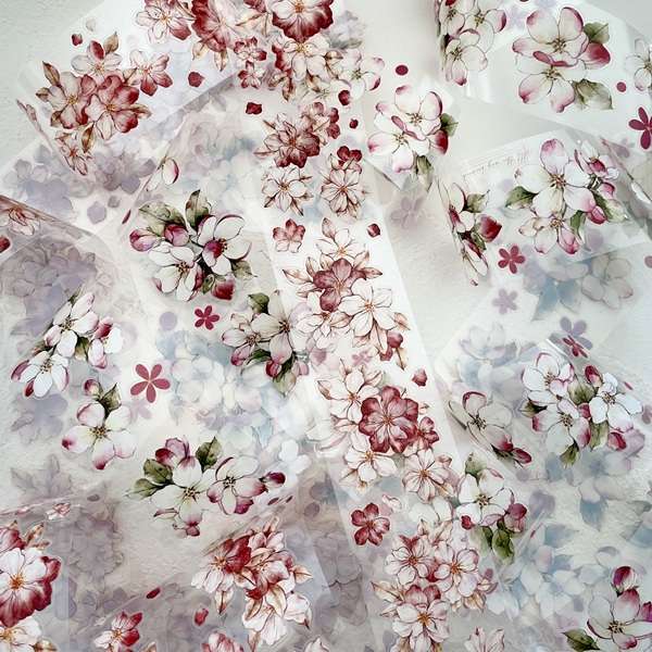 masking tape pet prédécoupé fleurs de printemps masking tape PET prédécoupé - collection "Fleurs de printemps" (Pommier et Cerisier)