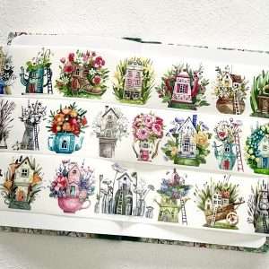 masking tape washi cabane fleur illustration maisons fleuries