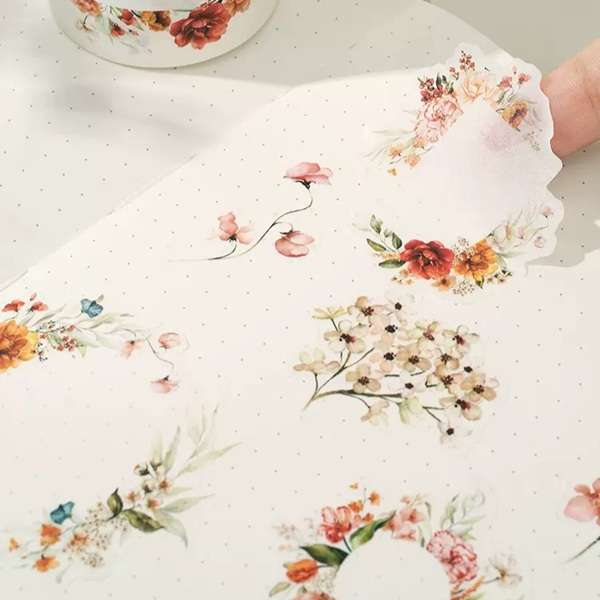 collection masking tape washi prédécoupé "Couronnes florales" détails