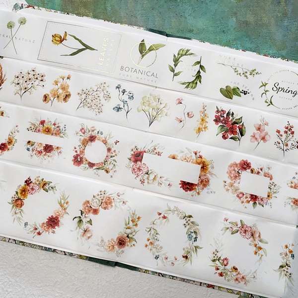 masking tape washi prédécoupé couronnes florales bullet journal vu ensemble