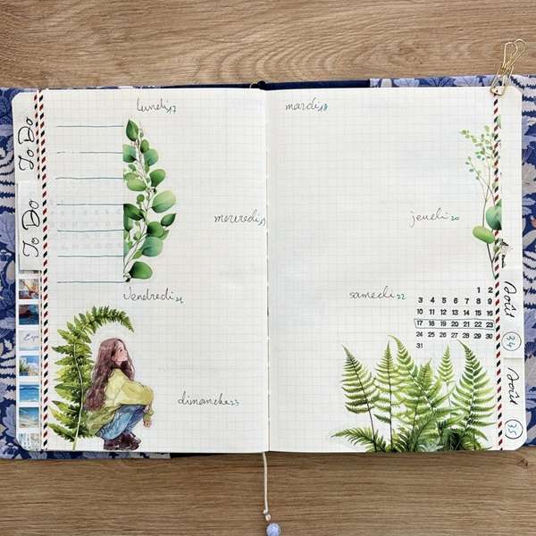 mise en page bullet journal weekly verdoyant