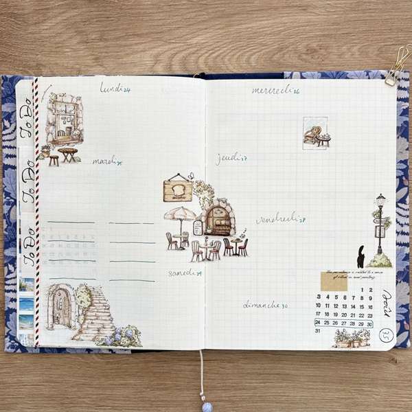 Décoration bullet journal avec masking tape PET Scènes pittoresques