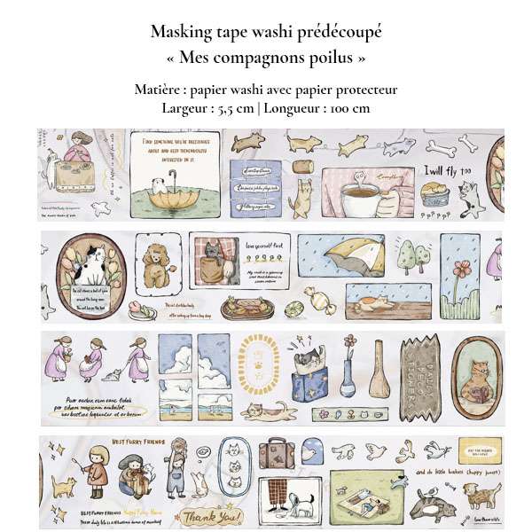 Motifs chats et chiens du masking tape washi Mes compagnons poilus